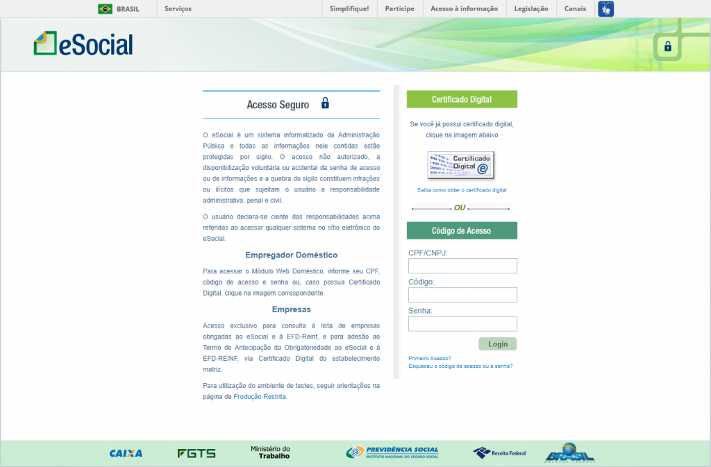login esocial